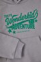 Gray Cotton Slogan Printed Hooded Oversize Boys' Knitted Bottom - Top Set Tkdaw26Au00038 - 4