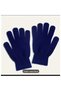 Set of 3 Neck Collar Beanie and Knit Wool Long Gloves Dark Blue Set - 3