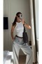 Halter Collar Ribbed White Women's Tank Top