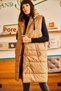 Women's Milky Coffee Hooded Pocketed Puffer Vest YLK-19000007 - 6