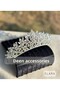 Elara Diamond White Crystal Stone Luxury Design Engagement Bridal Tiara Metal Crown with Peaked Authentic Motif - 4