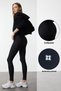 Black Reflective Print Detailed Full Length Knitted Sports Leggings Thmaw25Ty00022