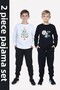 Boys' 2-Piece Round Neck Space-Astronaut Printed Detailled Top-Bottom Pajama Set
