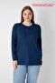 Viscose Fabric Mini Slit Plus Size Long Sleeve Mother Combed Cotton Blouse with Collar and Button Detail - 7