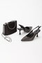 Women's Stone Embroidered Evening Dress Shoes and Bag Set Black