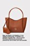 Women's Tan Shoulder and Shoulder Bag with Wide Compartment Magnet Closure with Athens Puppy Wallet - 2