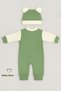 Teddy Bear Themed Newborn Ribbed Jumpsuit Set Teddy Bear Baby Boy Jumpsuit Hat Set 100% Cotton - 7