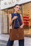 Tan Suede Women's Soft Suede Tassel Detail Hand and Shoulder Bag