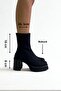 Black Nubuck Thick Heeled Women's Boots P8023 - 2