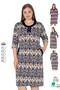 Women's Plus Size Cotton Modal Fabric Dress / Navy-Cream - 5929