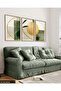 Gold and Green Abstract Art 3 Piece Wooden Framed Painting Act