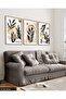 Boho Style Watercolor Look Black Leaf 3 Piece Wooden Framed Painting Act