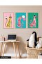Fun Party Leopards 3 Piece Wooden Framed Painting Act - 2