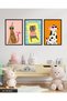 Fun Animals 3 Piece Black Wooden Framed Painting Act - 2