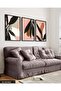 Black Petal Flower on Pink Background 3 Piece Black Wooden Framed Painting Act