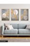 Gold Detailed Waves on Gray Background 3 Piece Wooden Framed Painting Act - 2