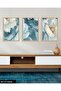 White Flower on Blue Background 3 Piece Wooden Framed Painting Act - 3