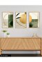 Gold and Green Abstract Art 3 Piece Wooden Framed Painting Act - 3