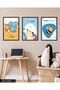 Animal Themed Children's Room 3 Piece Black Wooden Framed Painting Act - 3