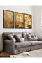 Gold Flowers and Leaves 3 Piece Black Wooden Framed Painting Act