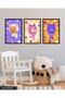 Animal Themed Children's Room 3 Piece Black Wooden Framed Painting Act - 2
