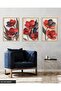 Red Flower 3 Piece Wooden Framed Painting Act - 2
