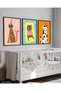Fun Animals 3 Piece Black Wooden Framed Painting Act
