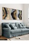 Different Shapes in Gold and Navy Blue 3 Piece Wooden Framed Painting Act