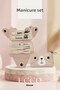 Cute Teddy Bear Manicure Set 7 Piece Nail Care Kit. Mini Kit with Keychain - Travel Manicure Set