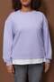 Lila Alttan T-Shirt Çıkma Görünümlü İnce Örme Büyük Beden Sweatshirt TBBAW23AO00023 - 3
