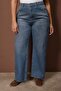 Indigo Yüksek Bel Wide Leg/Geniş Paça %100 Pamuk Non-Stretch Büyük Beden Jeans TBBAW26CJ00002 - 3
