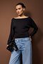 Black Boat Neck Regular Length Knitted Blouse Twoaw26Bz00357