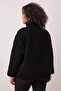 Winter Essentials Siyah Kalın Polar Fermuarlı Dik Yaka Cepli Örme Sweatshirt TBBAW26AO00022 - 4