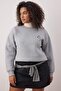 Gri Melanj Penguen Nakışlı Regular Fit İçi Polarlı Büyük Beden Sweatshirt TBBAW26AO00006 - 2