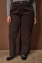 Kahverengi Beli Lastikli ve Ayarlanabilir %100 Pamuk Non-Stretch Wide Leg Jeans TBBAW26AR00018 - 4