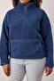 Indigo Piping Detailed Stand Collar Plush Soft Plus Size Sweatshirt Tbbaw26Ao00040 - 3