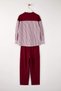 Burgundy Striped Woven Fabric Detail Knitted Top and Bottom Set TCTSS25US00042 - 8