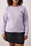 Lila Panda Nakışlı Regular Fit İçi Polarlı Büyük Beden Sweatshirt TBBAW26AO00006 - 3