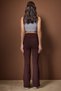 Brown Brushed Soft Fabric Fold-Over Waist Flared Yoga Knitted Sports Leggings THMAW26TY00001 - 4