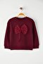 Bordo Pamuklu Fiyonklu Kalın/İçi Polarlı Oversize Örme Kız Çocuk Sweatshirt TKDAW26SW00026 - 2