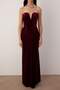 Bordo Kalp Yaka Shift/Düz Kesim Maxi Örme Kadife Abiye & Mezuniyet Elbisesi TPRAW26AE00006 - 3