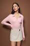 Wardrobe Essentials Pudra Premium İplikPolo Yaka Fitilli Triko Kazak | TWOAW26KZ00077