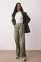 Açık Haki Yüksek Bel Vintage Yıkama Wide Leg Jeans TWOAW26JE00110