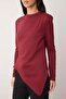 Bordo Fitted Etek Ucu Asimetrik Örme Tunik TCTAW26UK00002 - 3
