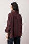 Mürdüm Geniş Manşetli Oversize Dokuma Gömlek TWOAW26GO00130 - 4