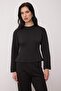 Siyah Belden Oturmalı/Peplum Üst Straigth/Düz Kesim Alt Örme Alt - Üst Takım TWOAW26AU00136 - 2