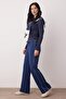 Lacivert Wide Leg/Geniş Kesim Biye Detaylı Örme Eşofman Altı TWOAW26EA00012 - 2
