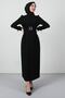 Feather Detail Hijab Dress Black