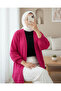 Balloon Sleeve Pompom Pocket Cardigan - Fuchsia - 2