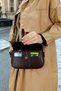 Original Women's Card Holder Dark Brown Crossbody Adjustable Strap Lined Leather Baguette Shoulder Bag - 5
